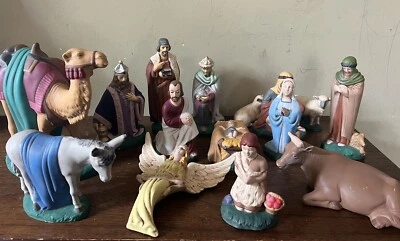 Vintage Large Holland Mold Hand Painted 15 Piece Nativity Set 1955 - Image 1 of 4
