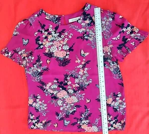 Oasis hübsches kurzärmliges Oberteil rosa Blumenmuster UK Größe 12 - Bild 1 von 15