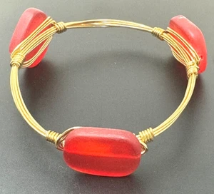 Handmade Bracelet Red Clear Acrylic Stone, Wire Fashion Gold Jewelry Color - Picture 1 of 1