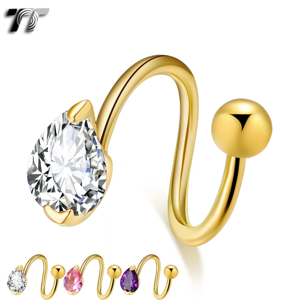 TT 18K Gold GP Stainless Steel Teardrop S Belly Bar Ring (BLS05) - Image 1 of 1