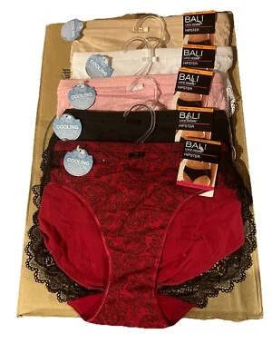 (5 Pack)BALI LACE DESIRE BLACK Red  HI-CUT #DFCD63 PANTIES SZ M/6 Hipster - Image 1 of 4