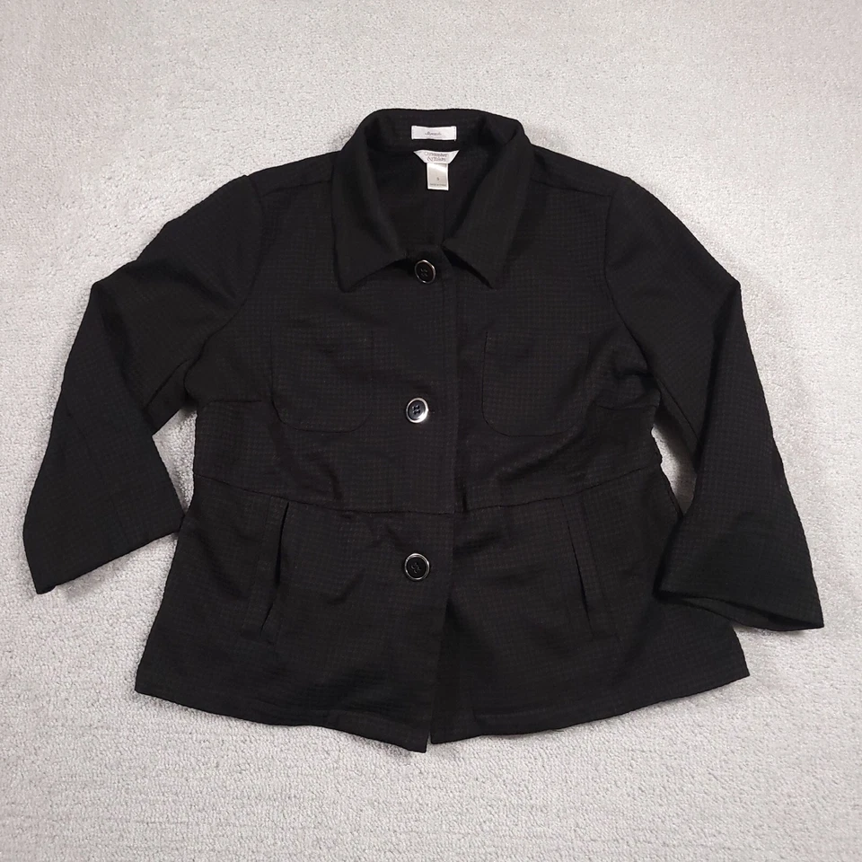 Christopher & Banks Blazer Jacket Black Women's S Button Up Stretch - Image 1 of 4