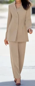 size 16 Taupe Church Business Cherese Pant Suit SEt by Monroe and Main new - Picture 1 of 5