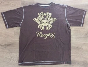 Retro/Vintage Brown Coogi T-Shirt 3XL Embroidered XXXL Gold Y2K Hip Hop - Picture 1 of 10