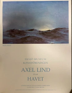 Vintage 1985 Axel Lind ""Havet"" Ausstellungsplakat - Skagen, Eksjö Museum 50*70 cm - Bild 1 von 11