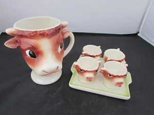 Goebel Vintage 1962 (Cow) 4x Egg Cups & Stand Plus Mug-West German Porcelain - Picture 1 of 10
