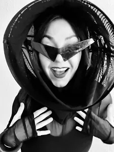 ❤️ cyber punk mesh tunic hooded dress top pop art avant-garde glam - Picture 1 of 12