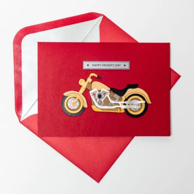 Papyrus Handcrafted CUTOUT WOODEN CHOPPER BIKE Father's Day Card - Image 1 of 3