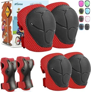 Kids Knee Pads Elbow Pads Guards 6 in 1 Protective Gear Set Ages 3-7 Red X4 - Picture 1 of 7