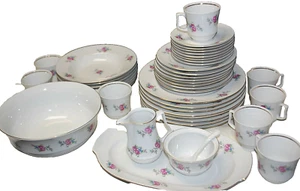 JLMenau by Graf Von Henneberg Pink Roses 44 Piece Service for 8   Vintage  L2704 - Picture 1 of 10