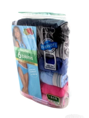 FRUIT of LOOM 6-pk Size 9 (2X) Cotton Blend Multi-Colors Women's Stretch Bikinis - Image 1 of 4