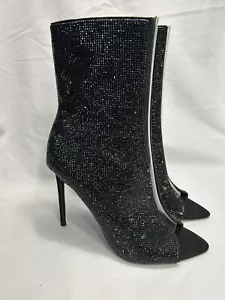 Steve Madden Womens Finley Bling Peep-Toe Stiletto Ankle Boots Size 6-6.5 - Picture 1 of 17