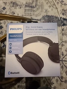 Phillips 4000 Series Headphones Bluetooth Wireless Foldable TAH4205 Big Bass Blk - Picture 1 of 4