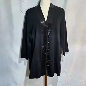 Women's Mercer Street Studio Black Sequin Open Front Cardigan Cocktail Dinner XL - Picture 1 of 6