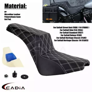 Gel Pad Seat 2-Up For Harley Softail Street Bob FXBB Deluxe FLDE Slim FLSL 18-Up - Imagen 1 de 10