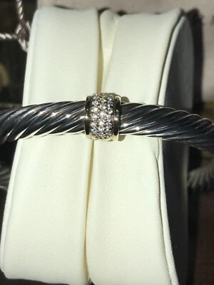 PULSERA ESTACIÓN DIAMANTE PLATA ORO AMARILLO 18K DAVID YURMAN talla MED $1800 Foto 1 de 4