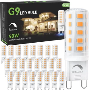 24 Pack Dimmable G9 LED Bulb 4W Equivalent 40 Watt, 2700K Soft Warm White, T4 G9 - Picture 1 of 12