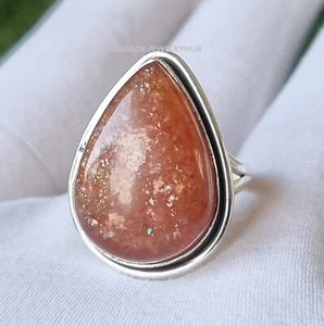 Resplendent Sunstone Gemstone 925 Sterling Silver Handmade Wedding Ring PG3049 - Picture 1 of 4