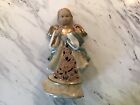 New Without Tags Ceramic Primitive Angel Stands 10? Tall Lights Up With Tea Cand