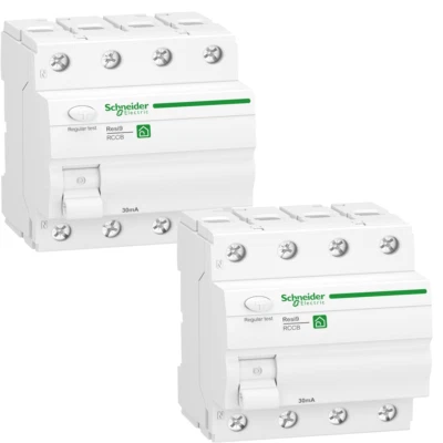 2 x Schneider Electric Fehlerstrom-Schutzschalter (FI) Resi9 RCCB 40A R9R22440