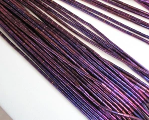 Lot of 26 Strings ~Deep Violet-Cobalt Titanium Hematite Tubes, 2x4mm, 16" Each - Picture 1 of 1