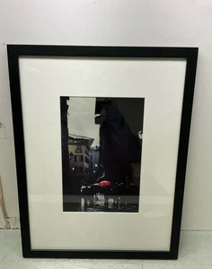 Framed Rainy Day Red Umbrella Photo Print - Picture 1 of 2
