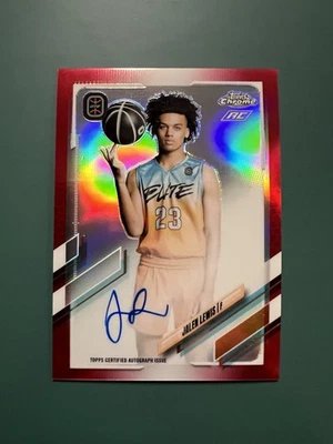 2021-22 Topps Chrome OTE Jalen Lewis  Red Refractor Auto RC SSP /5 - Image 1 of 4