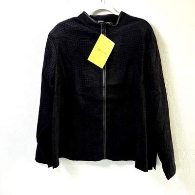 Jaqueta Jessica Holbrook Easycare tamanho 2X preta estampa de cobra zíper completo nova com etiquetas - Imagem 1 de 4