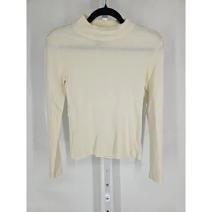 Vtg 1990s Country Seat Womens Sz M 100% Cotton Ribbed Mock Neck Top White - Picture 1 of 4