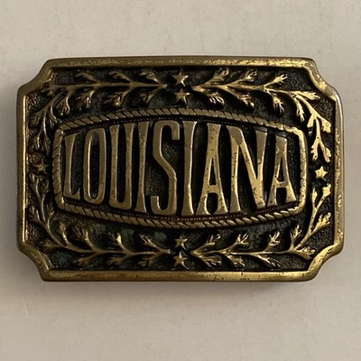 LOUISIANA Belt Buckle 1977 HERITAGE MINT Solid Brass BK-1293 - Image 1 of 4
