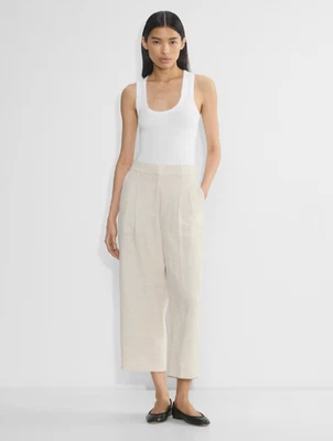 Aritzia The Effortless Pant Cropped CruiseLinen Natural Ecru $148 Size 4 - Image 1 of 4