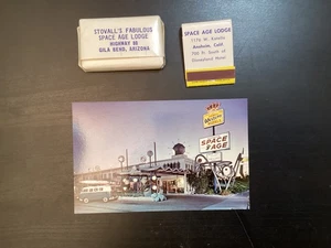 Anaheim CA Space Age Lodge Motel Disneyland unbenutzte Postkarte Seife & Streichholzheft - Bild 1 von 12