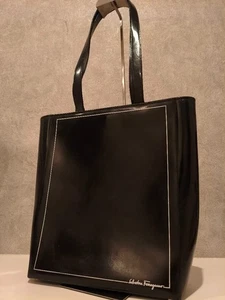 Salvatore Ferragamo Patent Leather Tote Bag Black from Japan - Picture 1 of 24