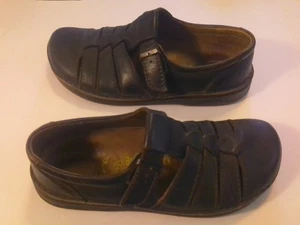 Birkenstock Footprints Madeira Black Leather Fisherman Shoes 40 Womens 9 Mens 7 - Picture 1 of 3