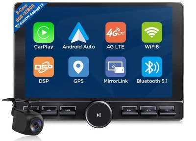 2 DIN 10.1" QLED Android 13 8+128 Car Radio Stereo GPS Sat Nav CarPlay Head Unit - Image 1 of 4