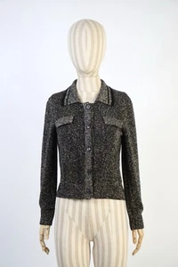 Cárdigan Dries Van Noten Tejido Brillo Negro Dorado Mezcla Lana Mediano - Imagen 1 de 15