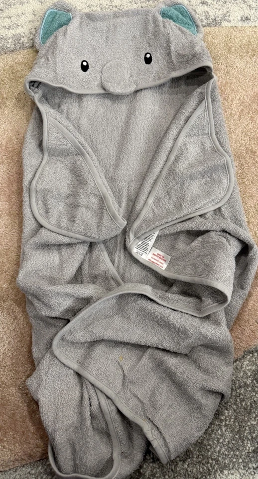 Little Me Novelty Hooded Towels Elephant 100% Cotton Terry Soft And Absorbent - Image 1 of 3