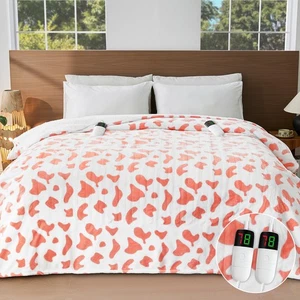 Elektrische Heizdecke mit Kuhmuster Queen Size, 84X90 Rosa Heizdecke Queen... - Bild 1 von 8
