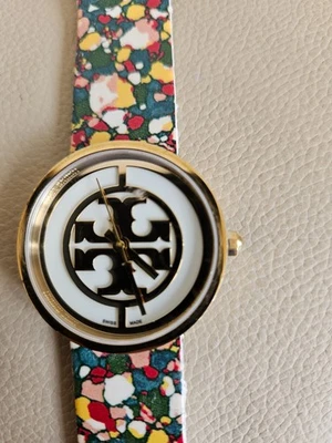 TORY BURCH LADIES WATCH WORKING PERFECT. FLORAL BAND. IN ORIGINAL BOX & PACKAGE - Image 1 of 4