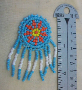 LOT OF 10, 1-1/4" TURQUOISE BEADED ROUND ROSETTE, 1.25" x 2.25" long, BRAND NEW