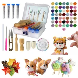 Kit de inicio de agujas de fieltro de fibra de lana de 30/50 colores para itinerantes hágalo usted mismo herramientas artesanales - Imagen 1 de 15