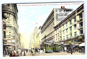 San Francisco Market Street View from Emporium Railway Trolleys Postcard D266 - Picture 1 of 2