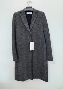 New Harris Wharf London Wool Herringbone Black Coat Women’s Size Medium 42 - Picture 1 of 9