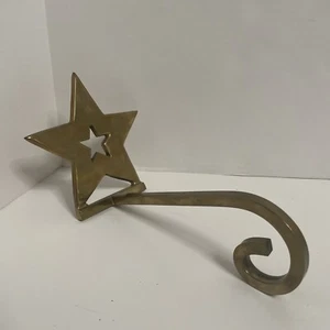 Vintage Solid Brass Christmas Star Stocking Holder Long Arm Gold Finish Heavy - Picture 1 of 6