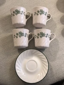 Set of 4 Corning Ware Corelle Callaway Ivy Cups & Saucers - Picture 1 of 7
