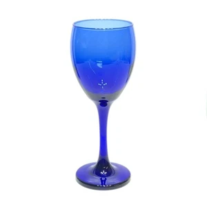 Vtg Libbey Cobalt Blue Goblet Wine Water Tea Glass 7.5" Teardrop Shape - Picture 1 of 6