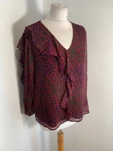 BA&SH Top Genny shirt blouse top Size 1 8 NEW pattern floral dark ruffle lined - Picture 1 of 12