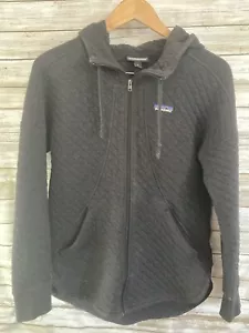 Patagonia Mujer Pequeña S Algodón Orgánico Acolchado Sudadera con Capucha Negra Cremallera Completa j179 - Imagen 1 de 7