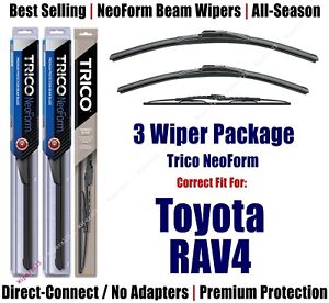 3pk Wipers Front & Rear - NeoForm - fit 1996-2000 Toyota RAV4 - 16200/180/30130