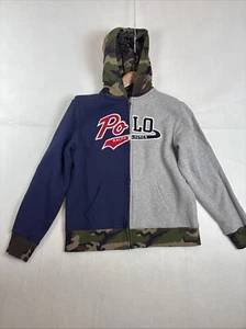 POLO RALPH LAUREN CAMO MULTI COLORBLOCK FULL ZIP HOODIE Large (14-16) - Picture 1 of 11